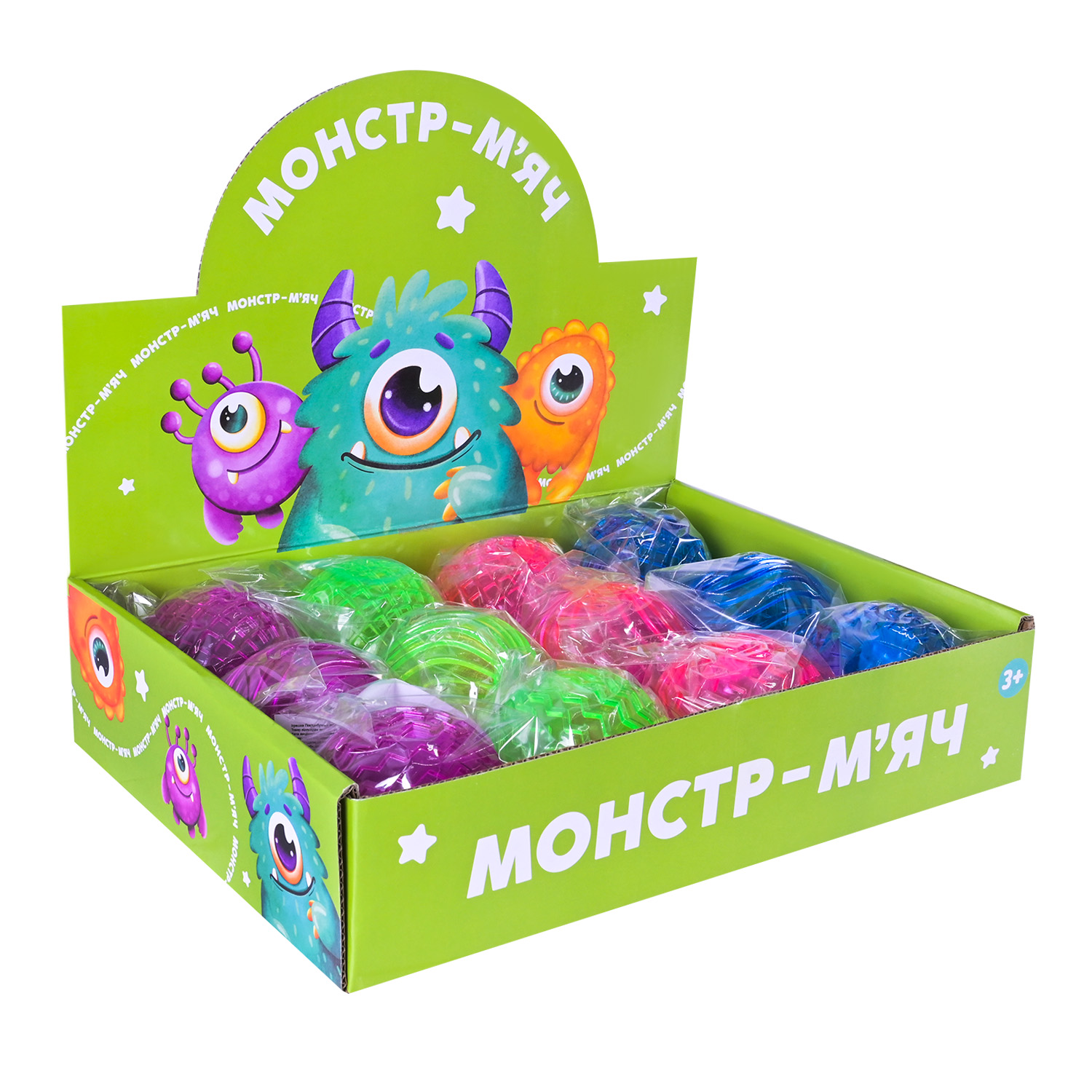 Пострибунчик арт. PR2516 (288шт) 4 види 6,5 см світиться, 12 шт у дісплеї 29*21*6,5 см