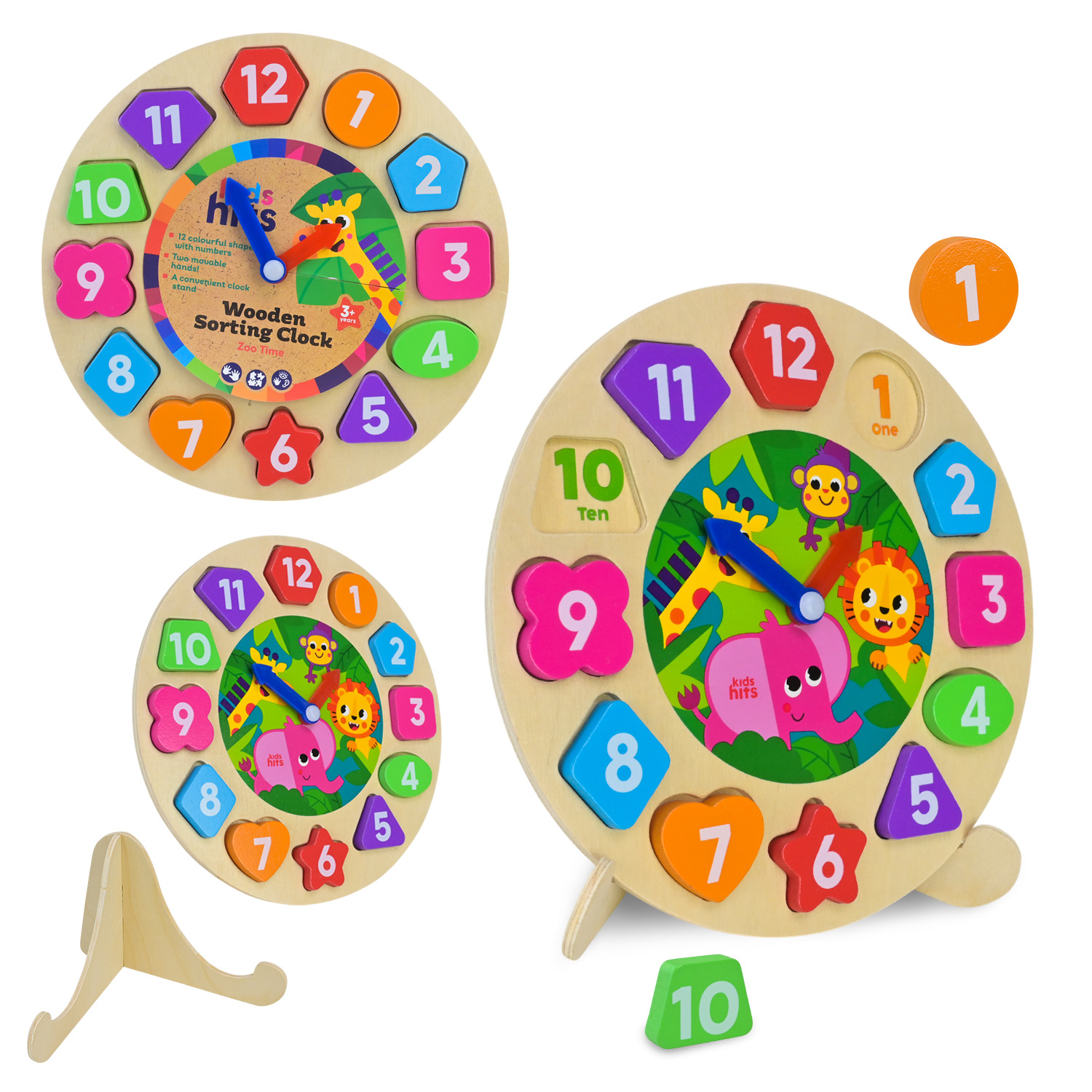 Іграшка дерев'яна KidsHits арт. KH20/036 (60шт) годинник-сортер 21*21*1,25см