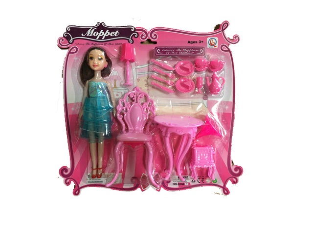 Лялька арт. 0304-5 (1716099) (96шт/2) столик,стул,посудка,на планш