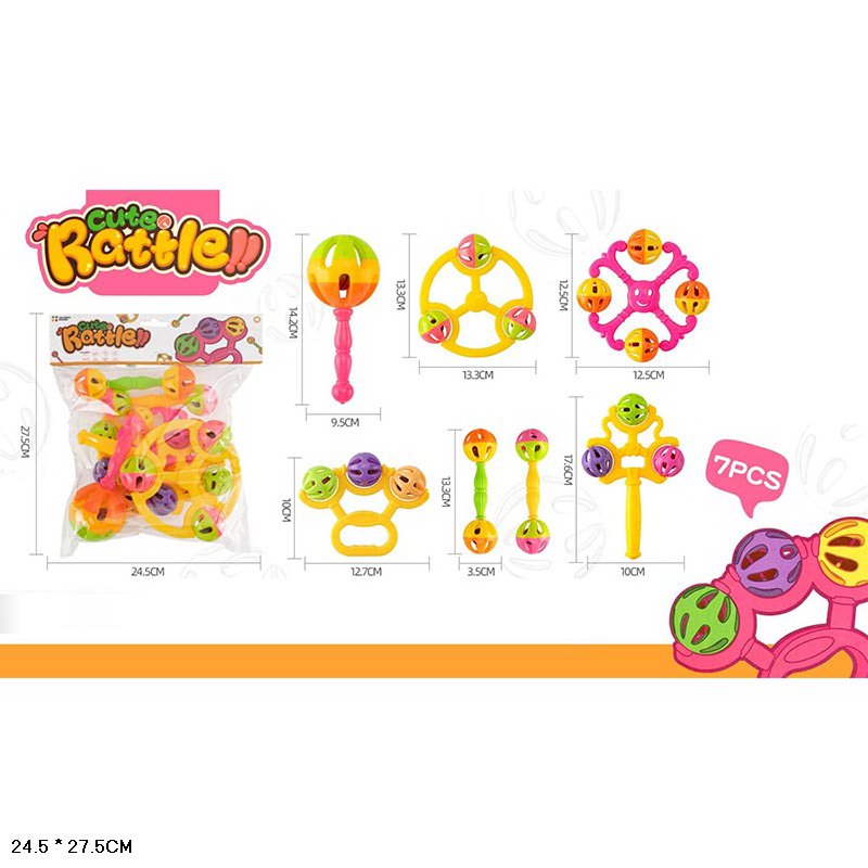 Брязкальце у ручку арт. 929-1A (144шт/2) 7 шт. пакет 24,5*27,5см