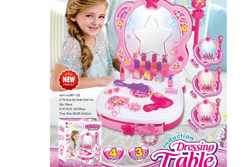 Туалетний арт. столик 661-125 (18шт/2) батар,світло-зв. від волш.палички,фен,гребінець,біжу. короб. 26*26,5*32см