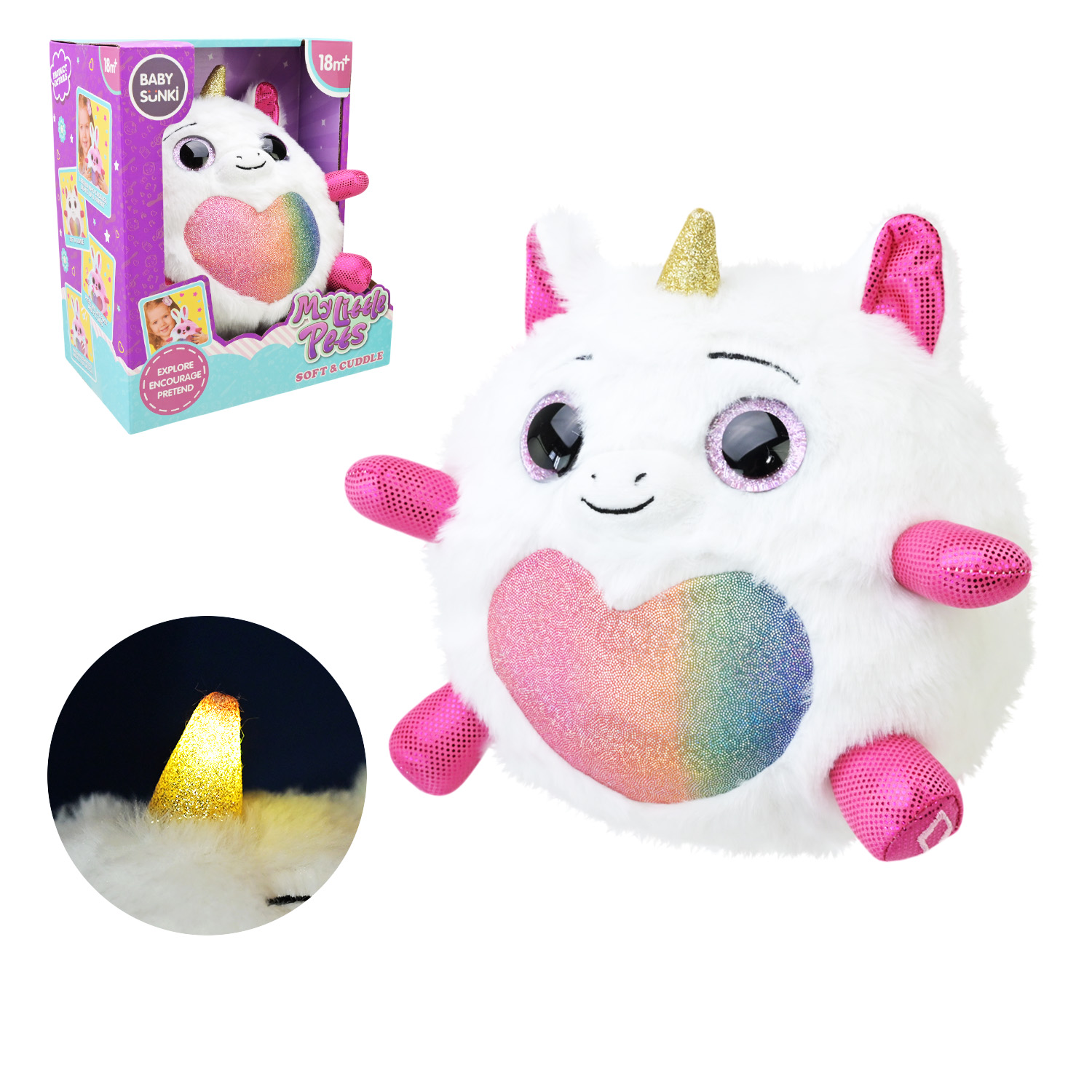 М'яка інтер. іграшка арт. 1929-2 (24шт)  єдиноріг музика, світло, повторюшка короб. 22,5*14*25см