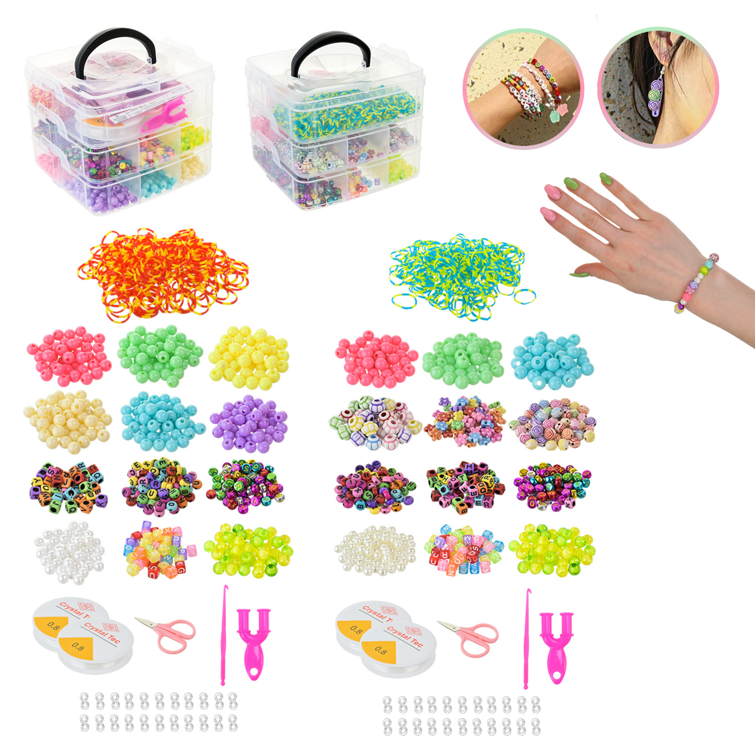 Бісер арт. 330-146/147 (48шт) 2 види мікс, триповерховий бокс, бісер, намистини, гумка,  бокс 13,5*16,5*15,5см