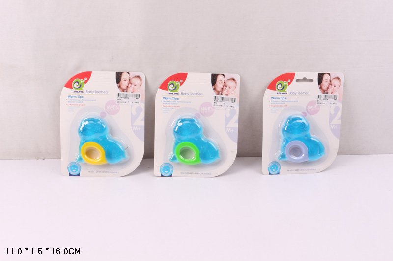 Брязкальце-прорізувач арт. B14 (480шт/2) силікон з рідким наповнювачем, 3 кольори мікс,планшет. 16*11*1,5см