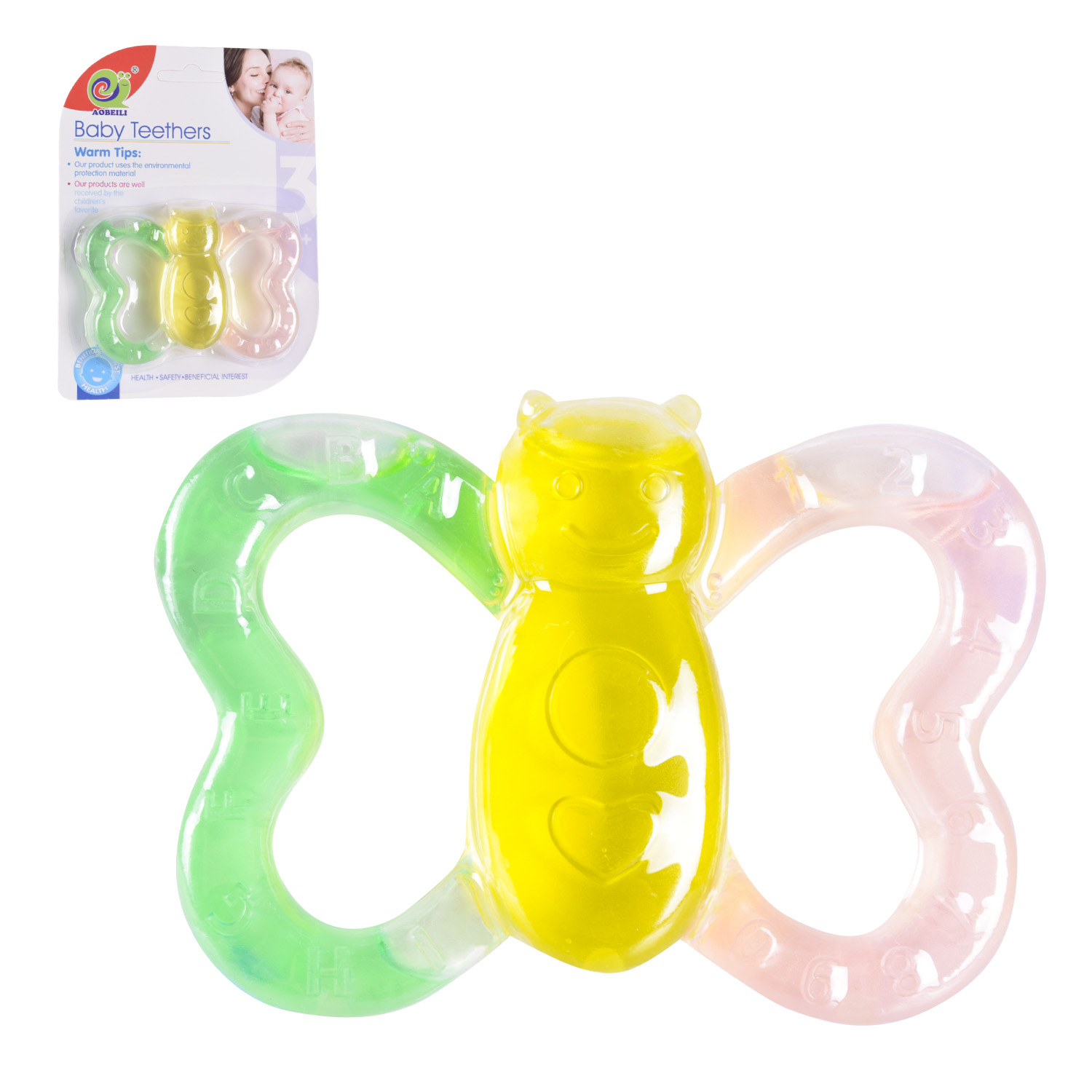 Брязкальце-прорізувач арт. B25 (480шт/2) силікон з рідким наповнювачем,на планш 16*11*1,5см