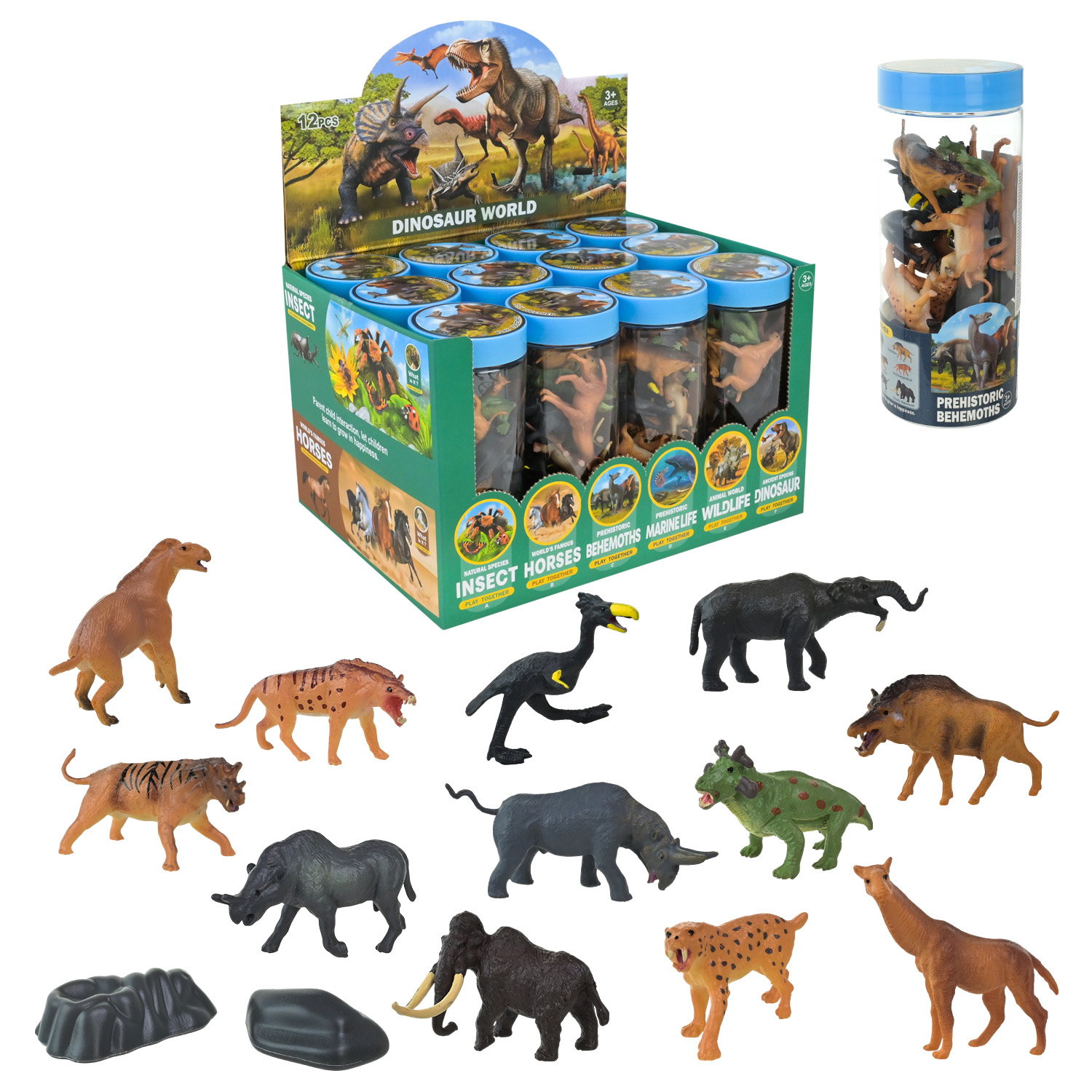Тварини набір арт.TBS077-3 (144шт/2) доісторичні р-р 6,2*6,2*16см 12шт.*12 бокс 26,9*16,8*20,3см.