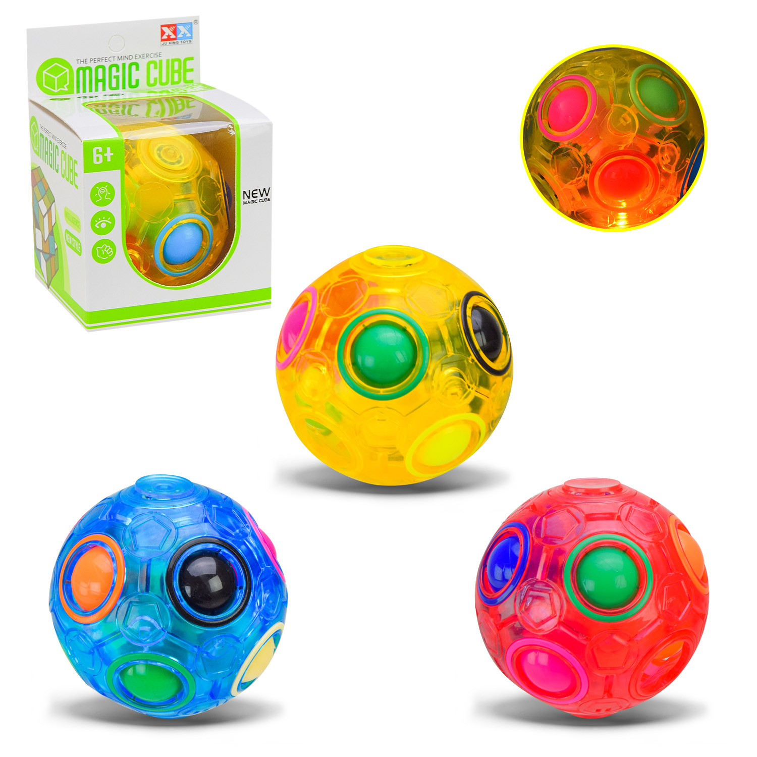 Головоломка шар арт. 8608/8609/8610 (288шт/2) 3 кольори мікс, короб. 7,5*7,5*12,5см