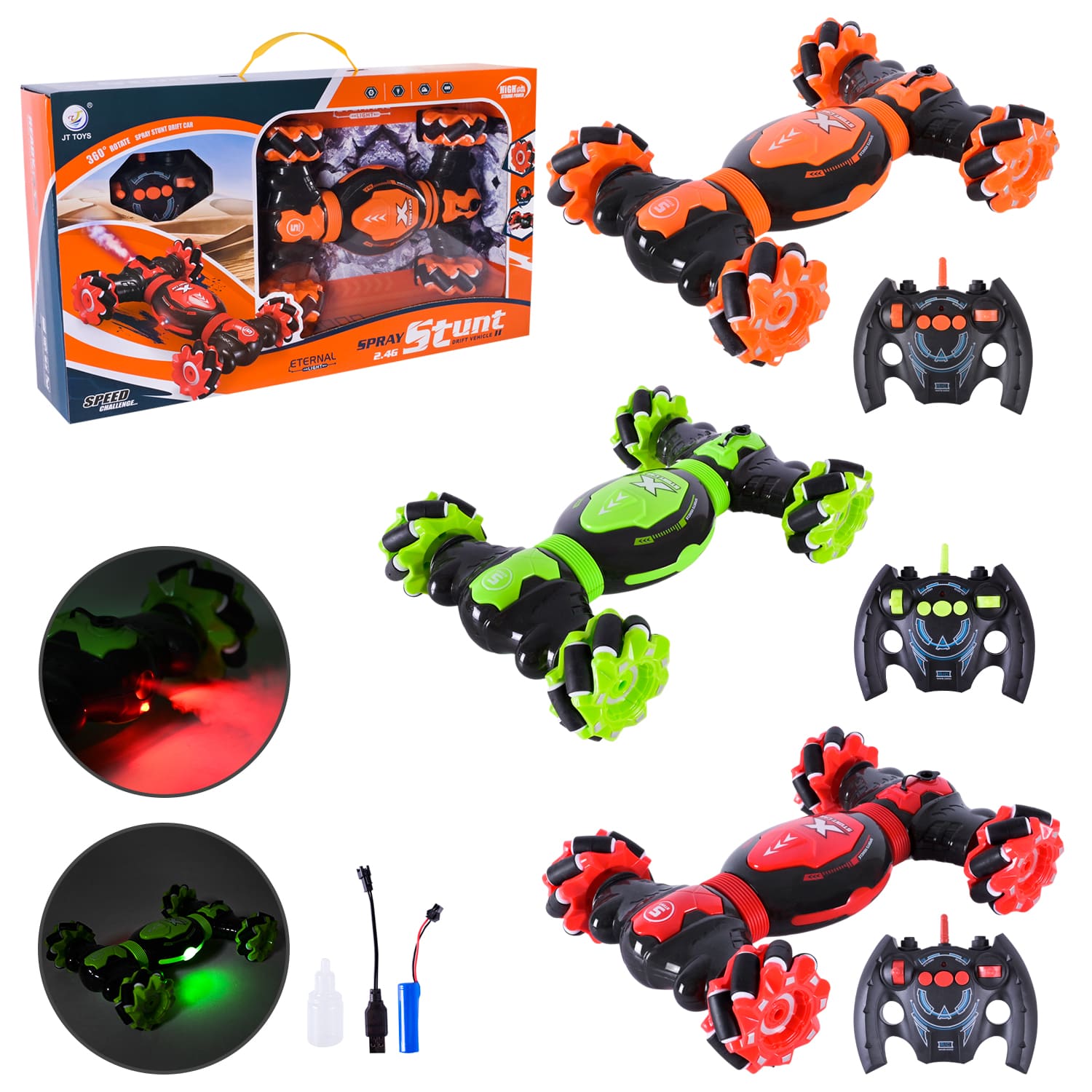 Перевертиш р/к арт. JT376 (30шт/2) акум., 3кольора,usb-заряд,дим, короб. 43,6*8*24,6см