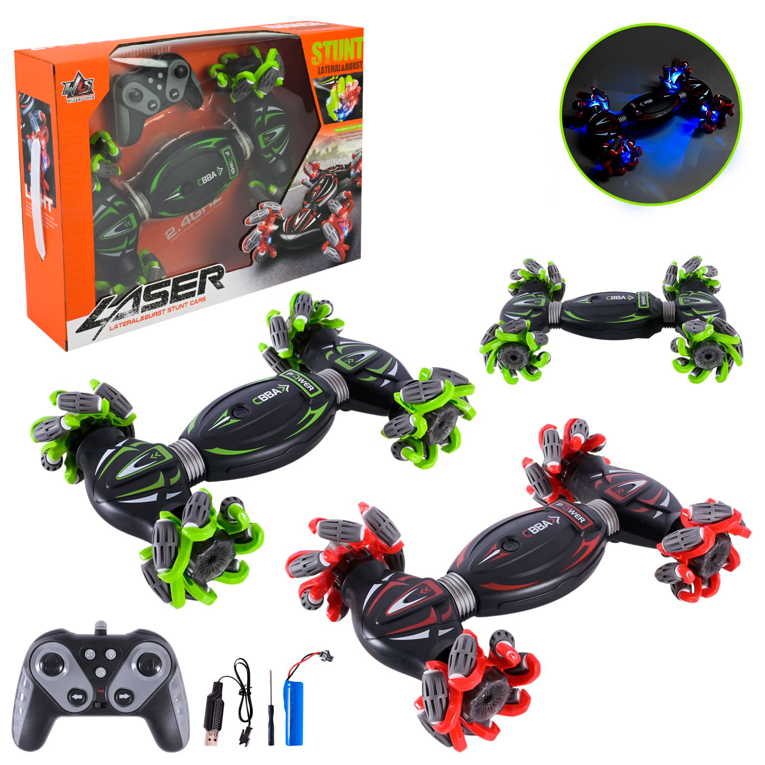 Перевертиш р/к арт. RQ3036 (24шт/2) акум.,2кольора,usb-заряд, світло,звук, короб. 40*9,5*29см