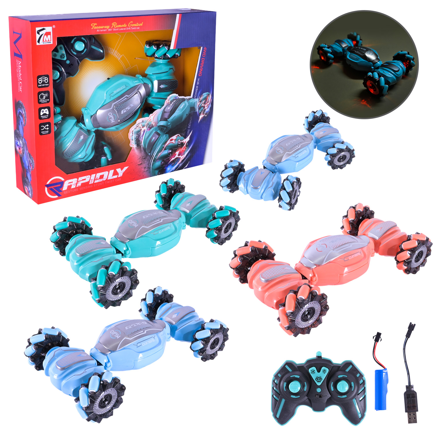 Перевертиш р/к арт. 7M262 (24шт/2) акум.,3кольора,usb-заряд, світло,звук, короб.36*28см