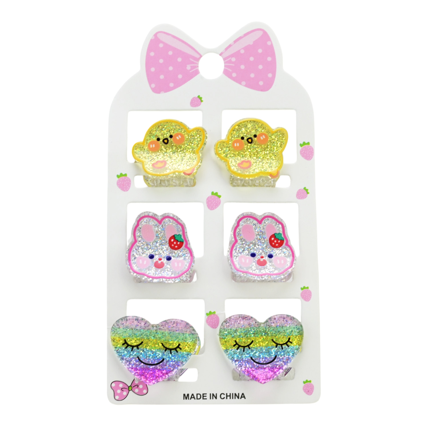 Аксесуари для дівчат арт. Cel241104 (120шт) заколки крабіки, мікс видів, ціна за планшет, пакет 10*7см, у великому пакеті 36*14*4 см