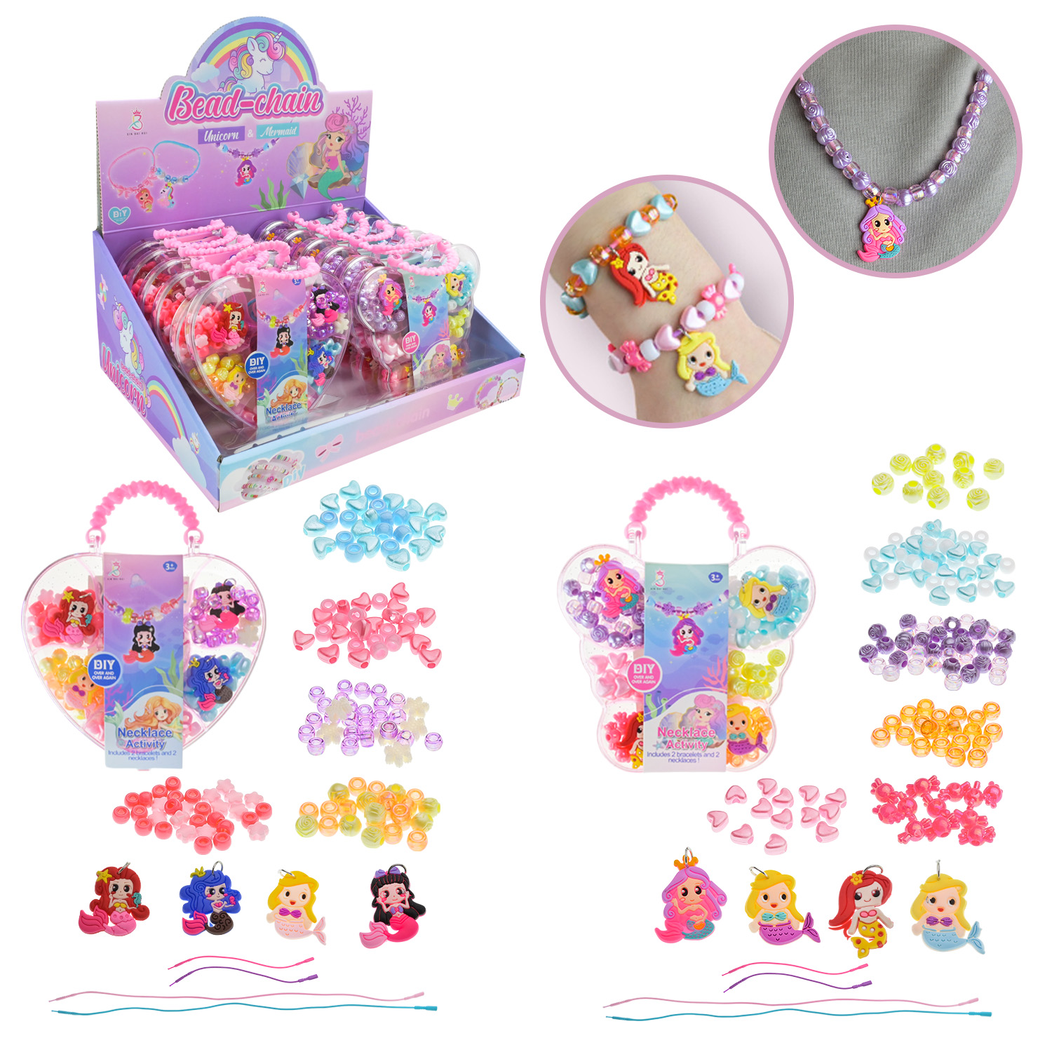 Бісер арт. A126-2 (216шт/2)  ннамистини, бісер, підвіски,р-р 14*16,5см, бокс. 30,7*23,7*14,2см