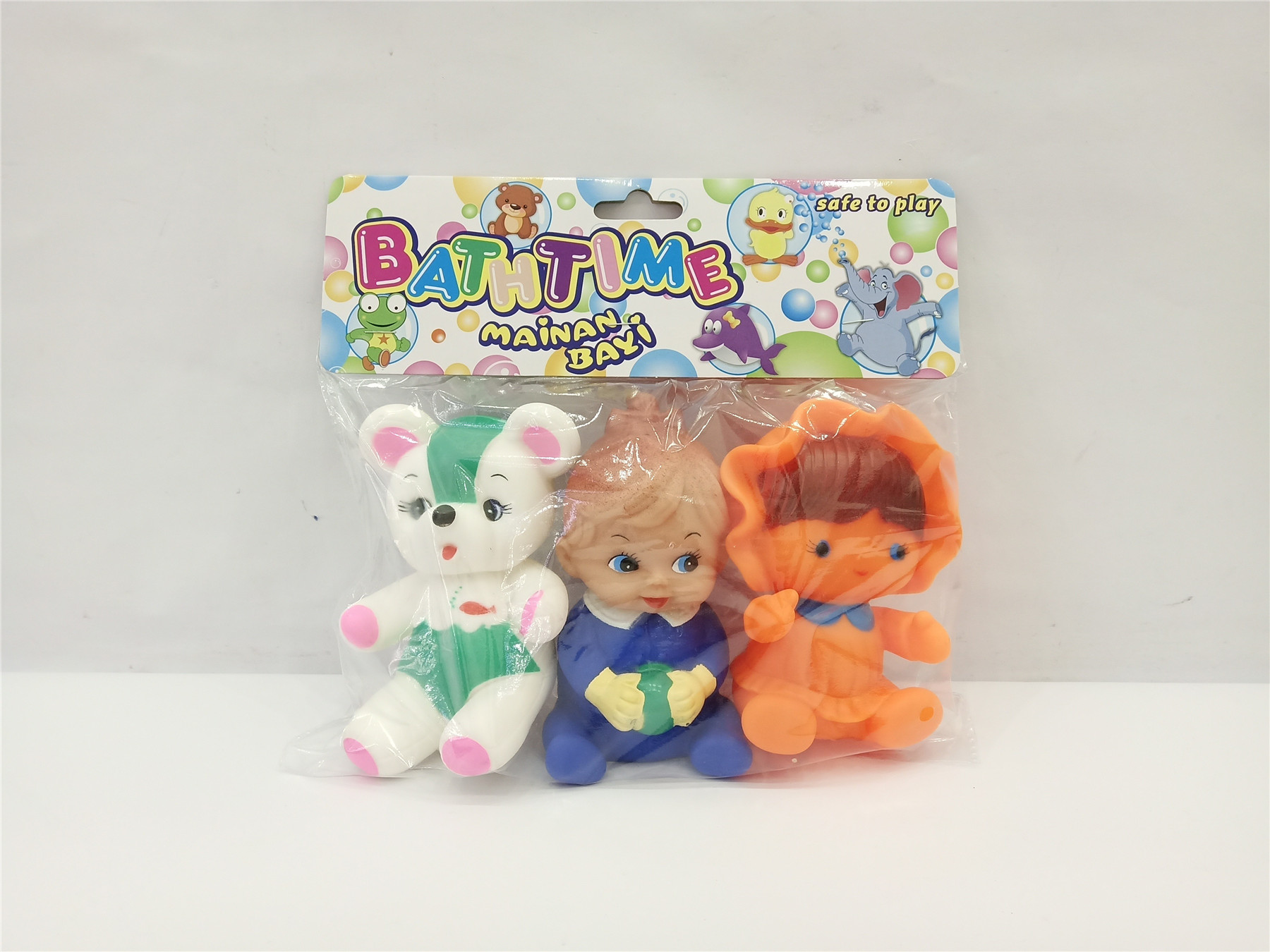 Пискавка арт. 402 (144шт/3) два пупсика и мишка, пакет. 17*20*6 см