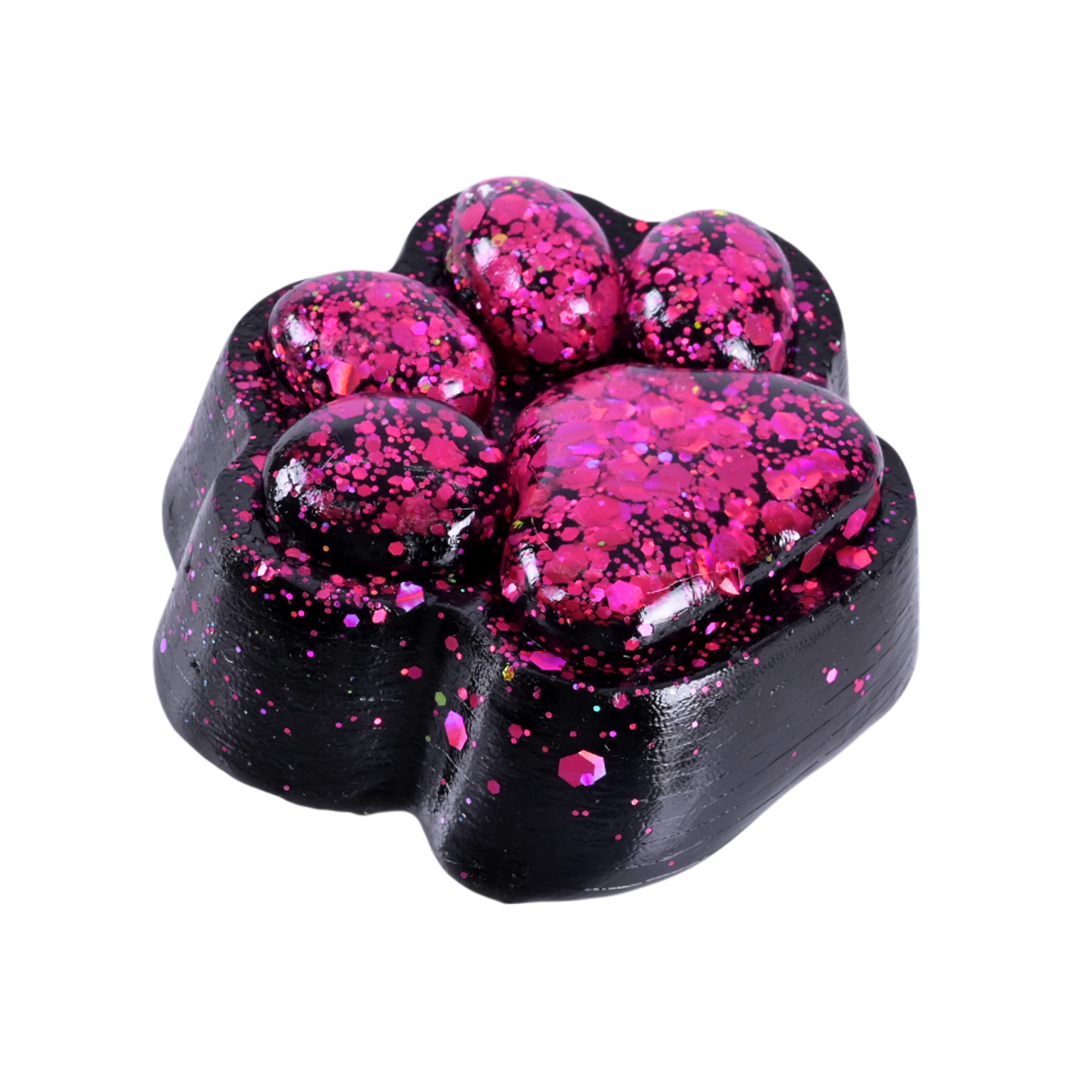 Антистрес арт. C29305 (384шт) Таба лапка чорна з блискітками 6*7см 16шт дисплей бокс 28,5*21*7 см