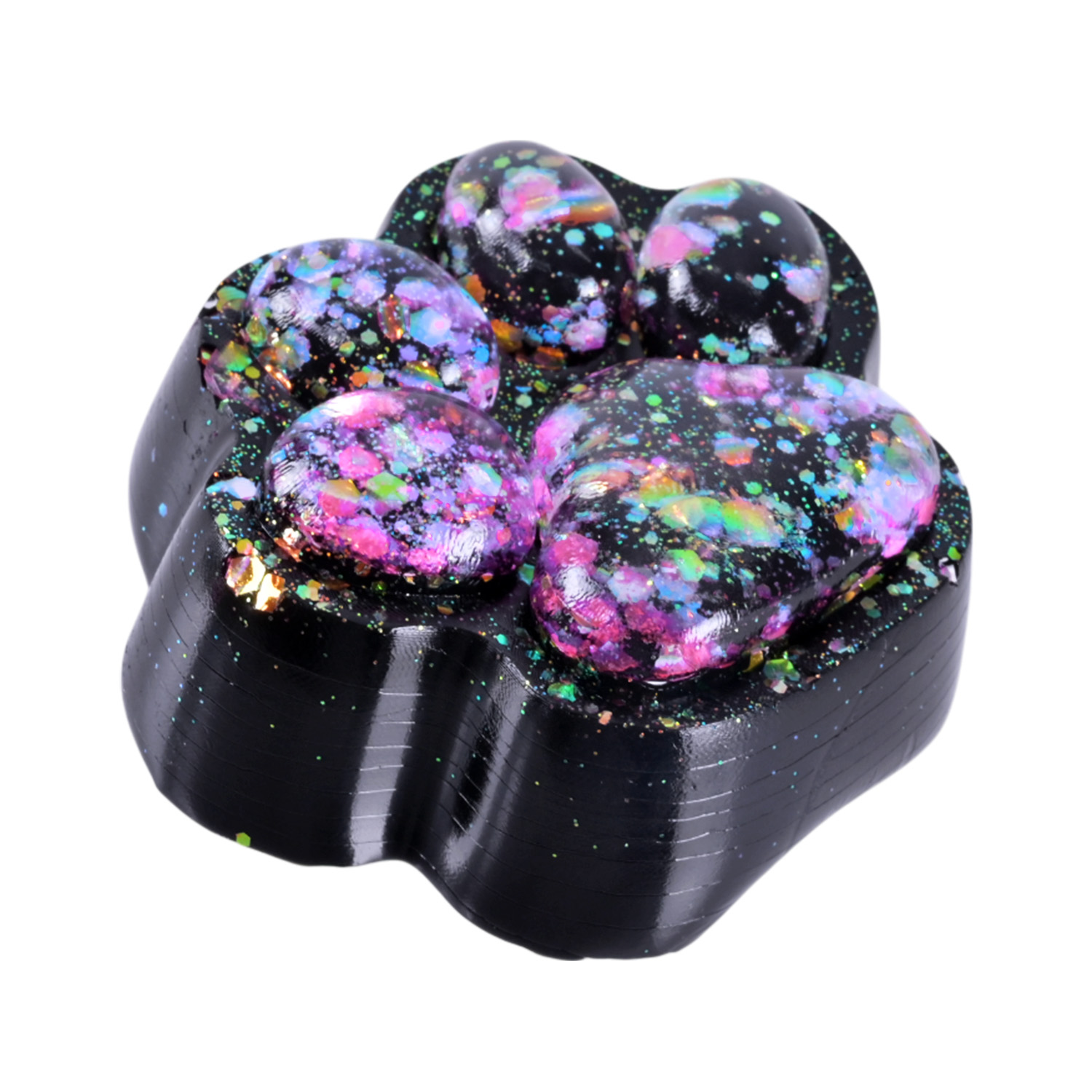 Антистрес арт. C29305 (384шт) Таба лапка чорна з блискітками 6*7см 16шт дисплей бокс 28,5*21*7 см