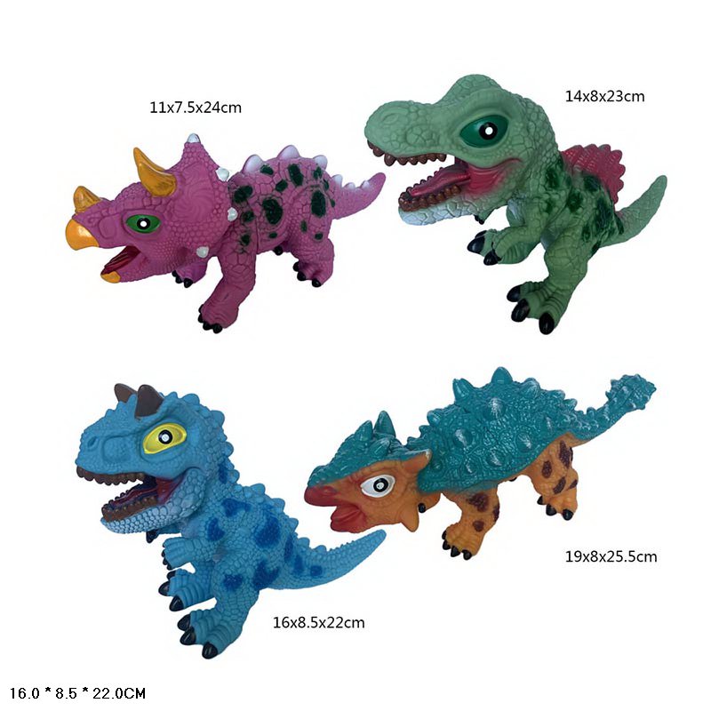 Тварини гумов. арт. K6026 (168шт/2)Динозаврики-малюки, 4 види мікс,з силіконовим наповнювачем,пакет.16*8,5*22см