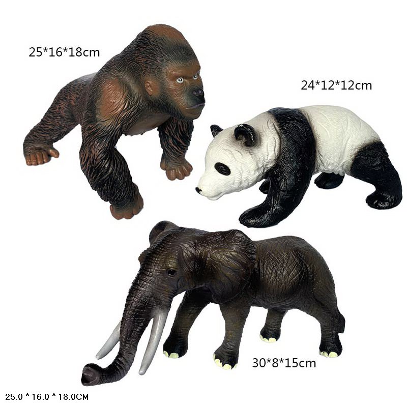 Тварини арт. D2012 (72шт)3 виду мікс,гумові з силіконовим наповнювачем,пакет. 25*16*18см