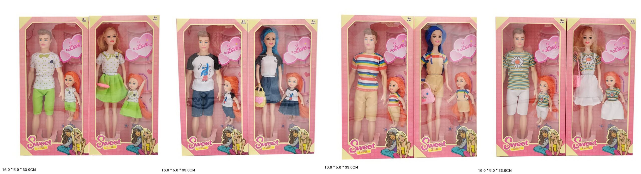 Лялька арт. 923M/N/P/Q (120шт/2) мікс 4 види, лялька з дитиною  короб. 16*5*33см