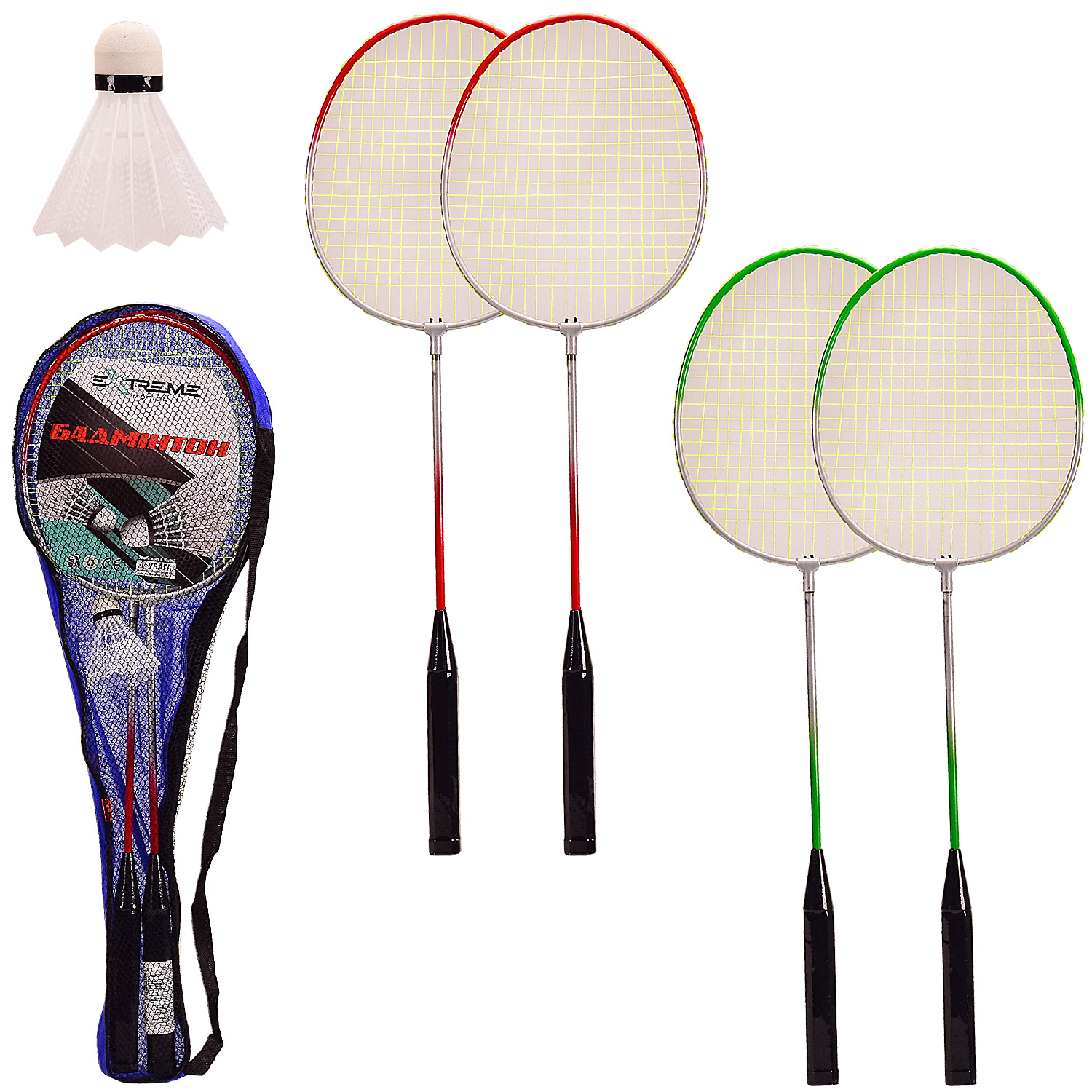 Бадмінтон арт. BD2103 (50 шт) 2 ракетки, воланчик, в чохлі - 21*2*65 см, р-р ракетки - 62см, 2 кольори