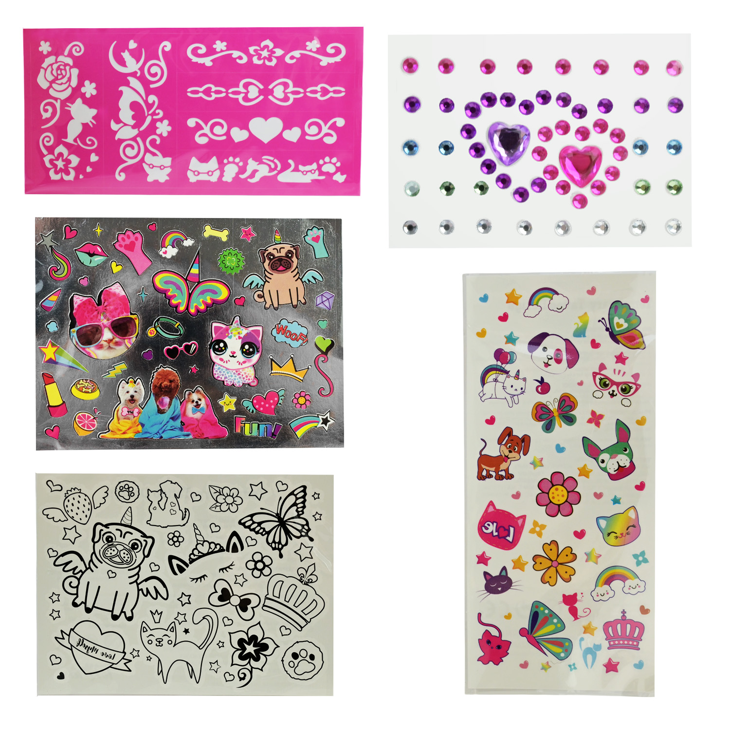 Набір косметики арт. UKR2406 (24шт/4) укр. упаковка, набір наліпок, тату -трафарет для тіла, ручки тату, стрази аксес короб. 20*30см