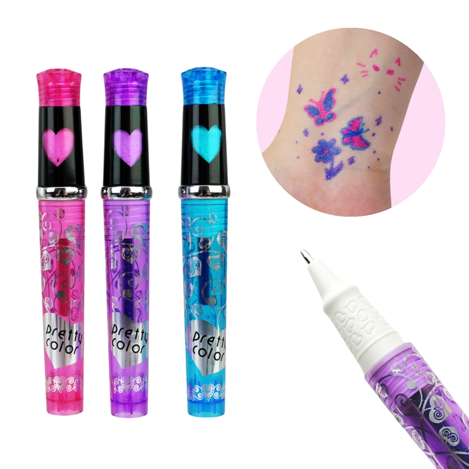 Набір косметики арт. UKR2406 (24шт/4) укр. упаковка, набір наліпок, тату -трафарет для тіла, ручки тату, стрази аксес короб. 20*30см