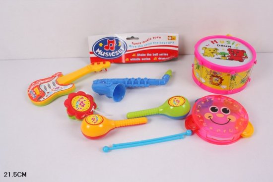 Музичні інструменти арт. 2013C (96шт/2) маракеши,труба,бубон,гитара,барабан, пакет 21,5см