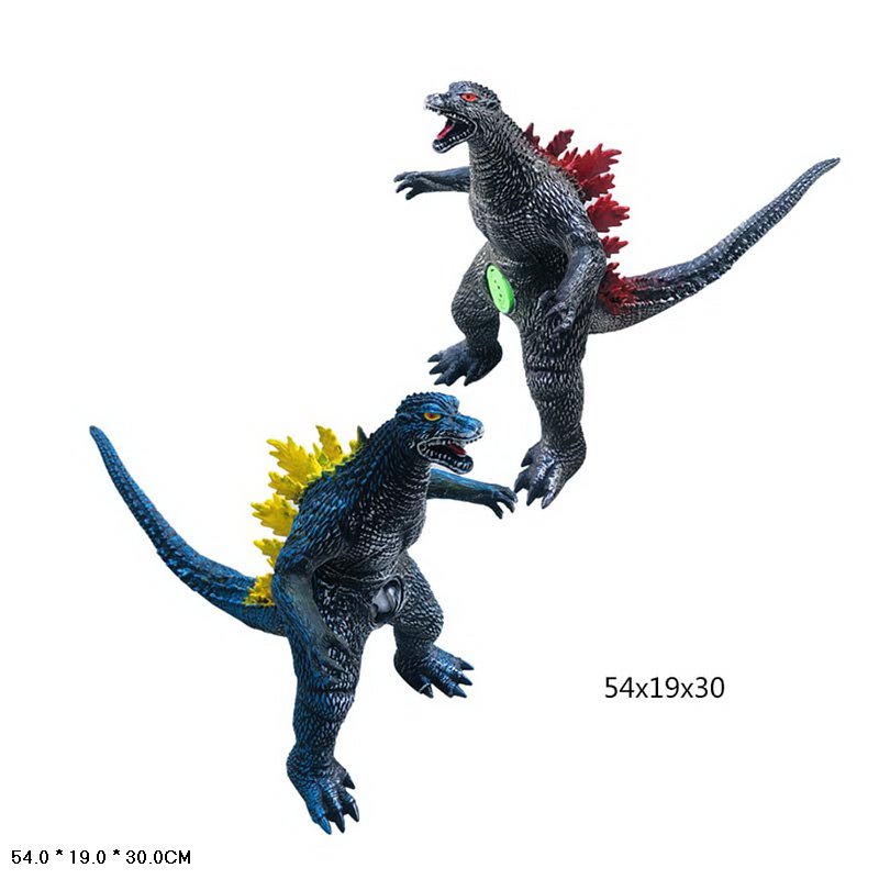 Тварина гумов. арт. K5023 (48шт) Годзила, 2 кольори мікс, з силіконовим наповнювачем, звук-гарчання, пакет. 54*19*30см