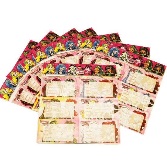 Наклейки на тетрадь 22023 (1200шт) "Monster High",5 шт. в пак. 17,5*16,5см