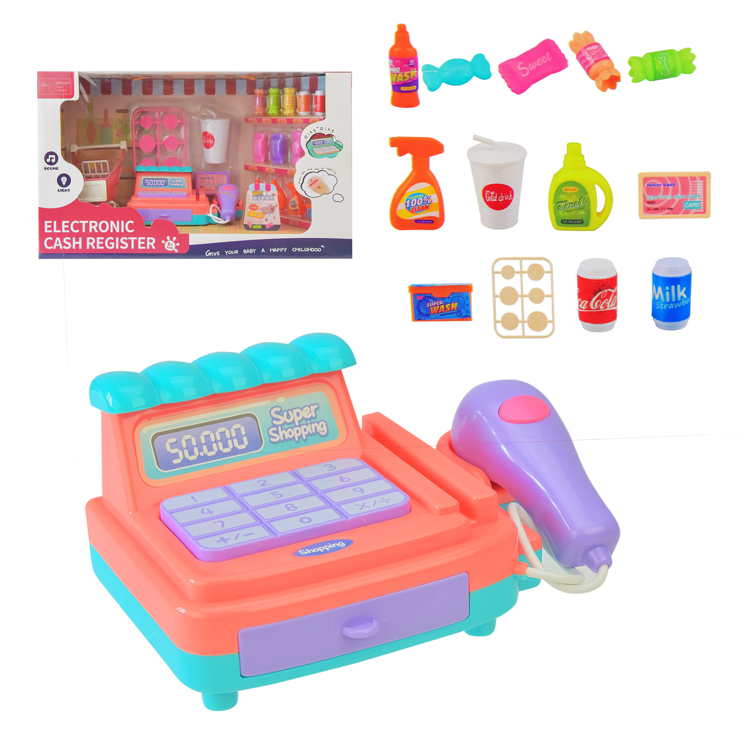 Касовий апарат арт. 9934A  (24шт) з аксес, короб. 22*37,5*15 см