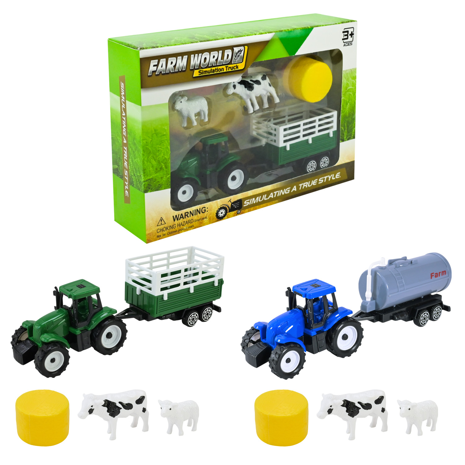Набір фермера арт. 798-A165 (144шт/2) 2 види,трактор,причіп,тварина, короб 20,5*14,2*4,8см