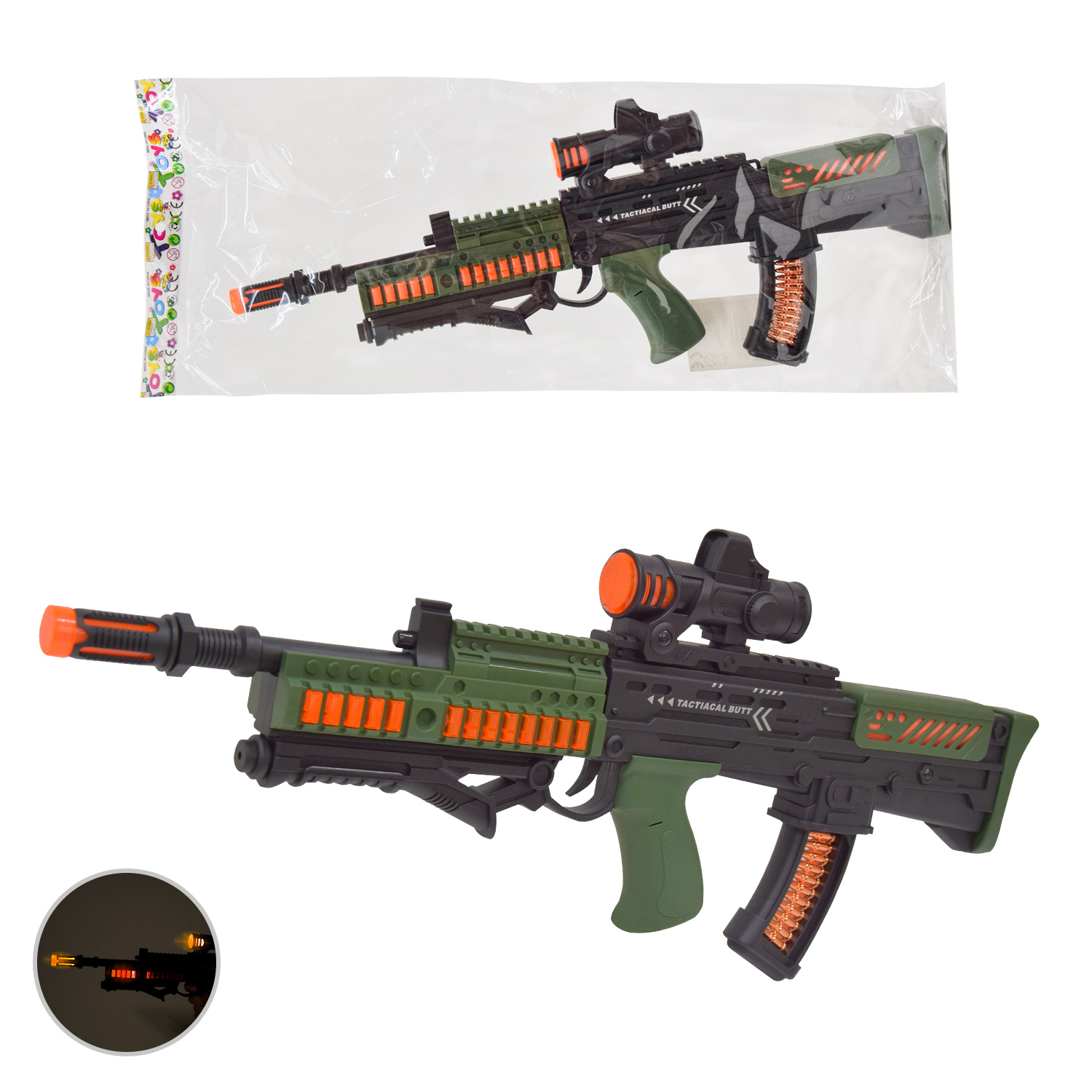 Автомат арт. JQ215 (48шт/2)  батар. світло,звук, пакет 65*4,5*27см