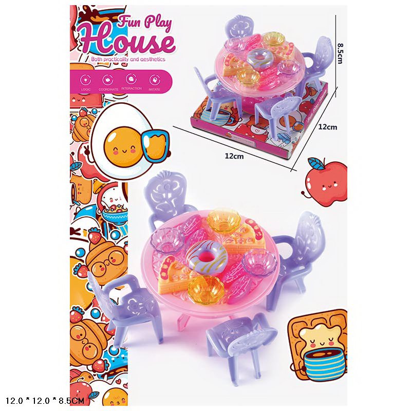 Меблі арт. 220 (240шт/2) стол, стільці, аксес короб. 12*12*8,5см