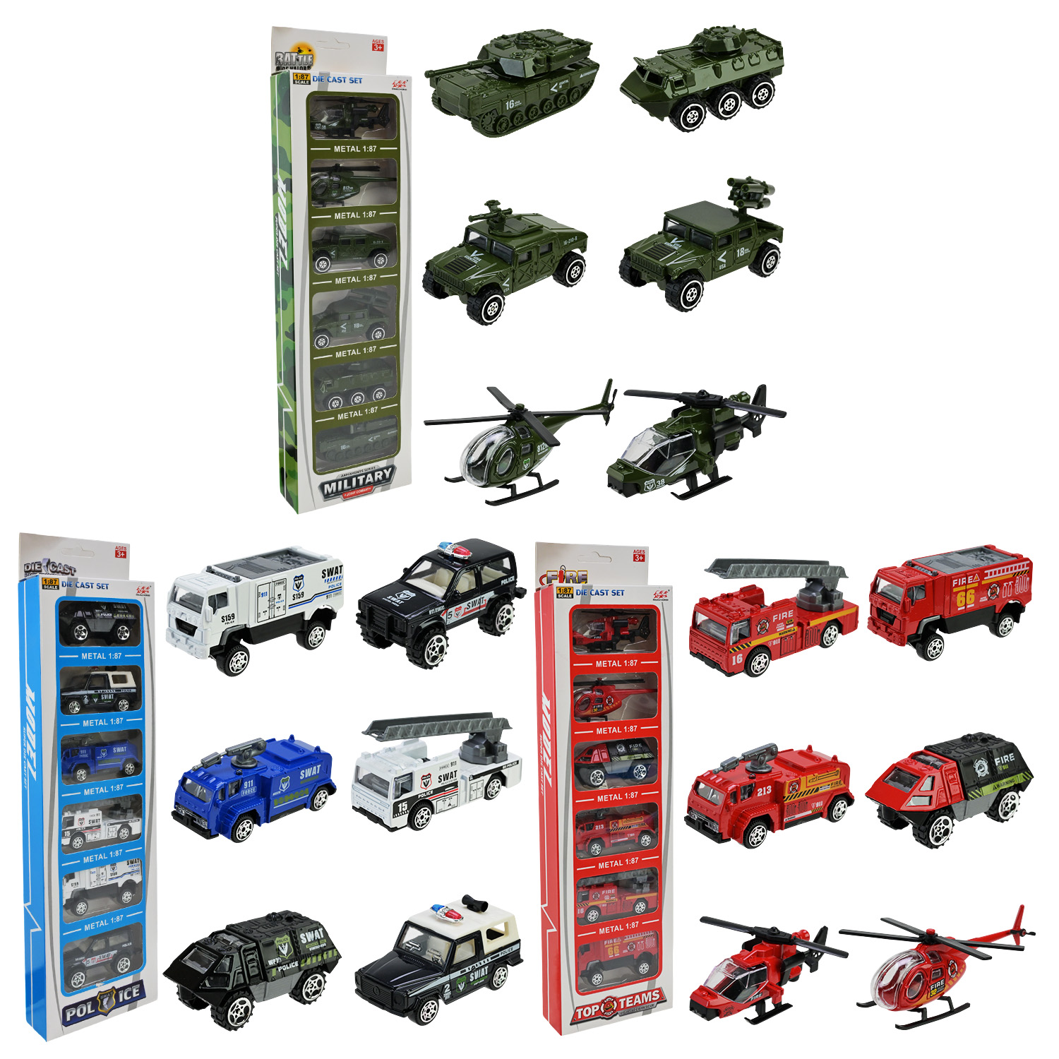 Набір мет. машин арт. 8701/2/3 (48шт/2) 3 види, короб.39*10*4см