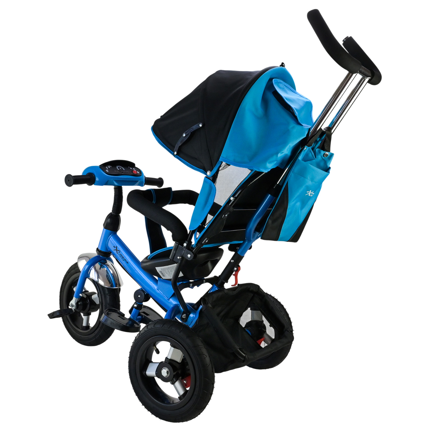 Велосипед 3-х колісний арт. TR2402 (1шт) блакитний гумові колеса 12'' і 10'' з гальмом, пультом