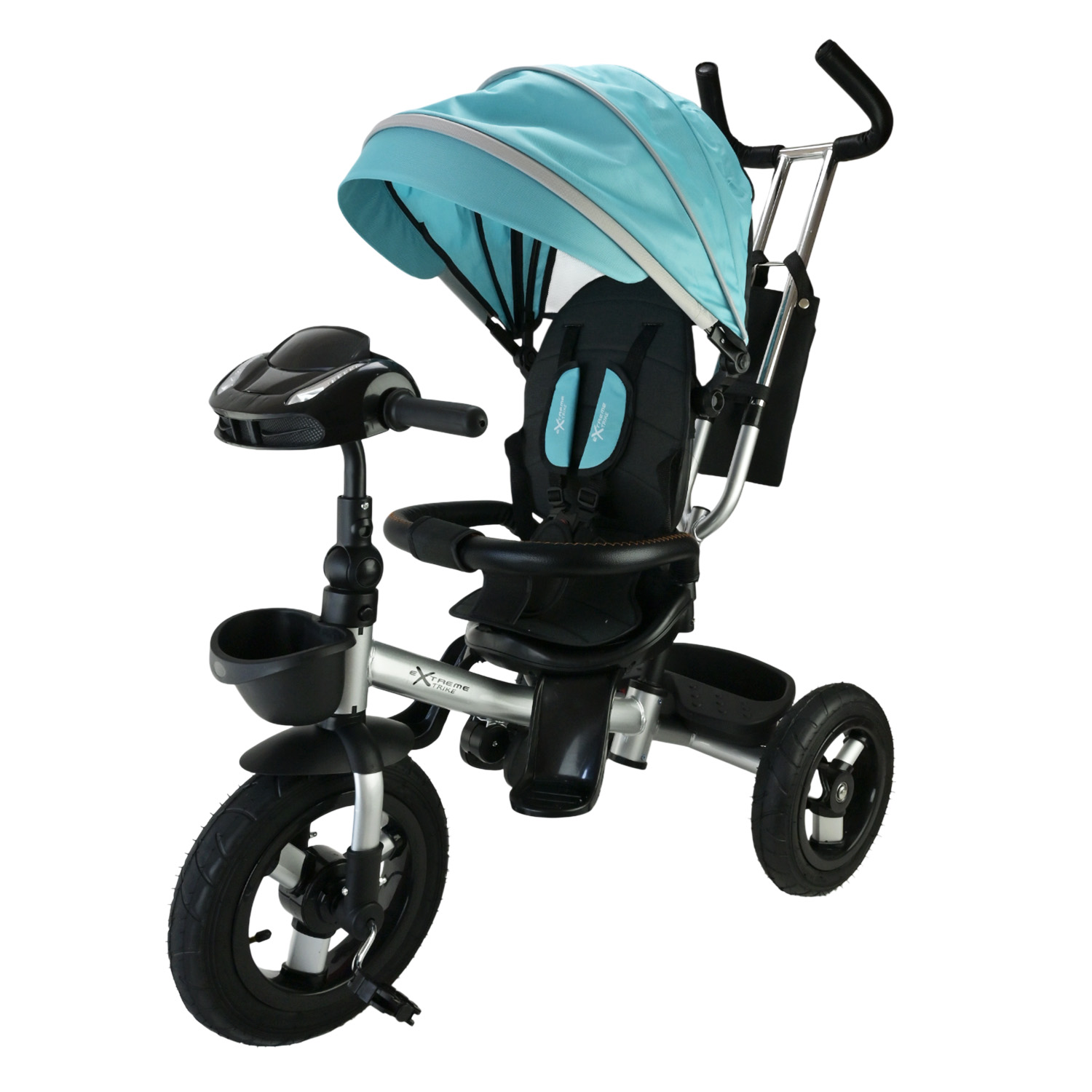 Велосипед 3-х колісний арт. TR2407 (1шт) блакитний гумові колеса 12'' і 10'' з гальмом, пультом