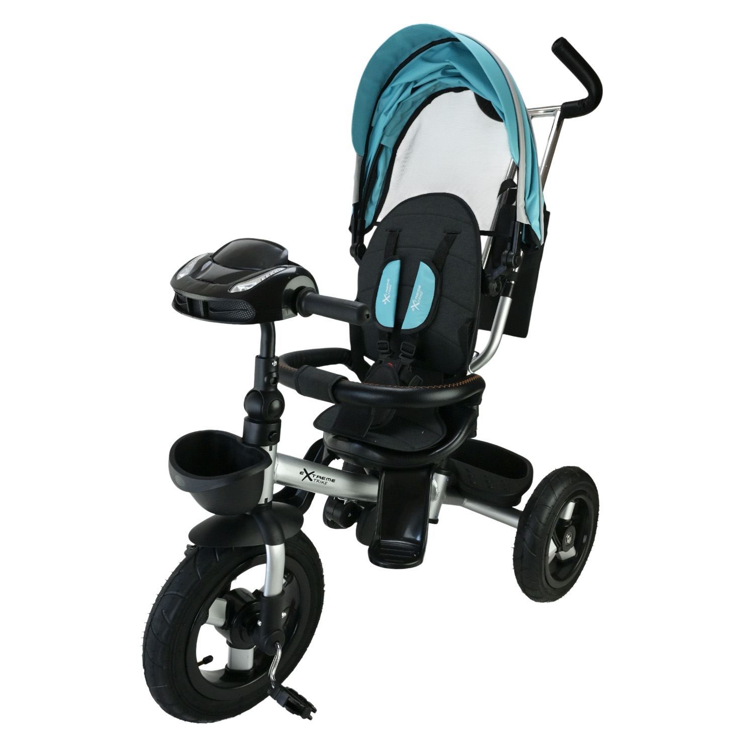 Велосипед 3-х колісний арт. TR2407 (1шт) блакитний гумові колеса 12'' і 10'' з гальмом, пультом