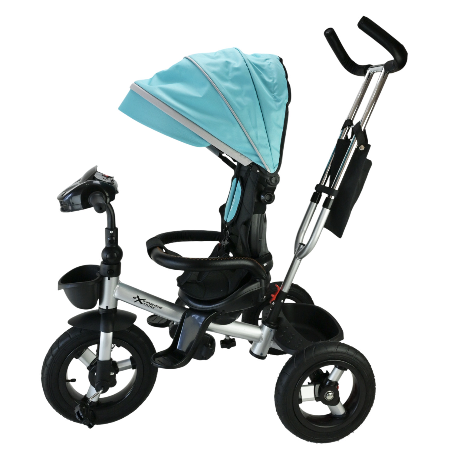 Велосипед 3-х колісний арт. TR2407 (1шт) блакитний гумові колеса 12'' і 10'' з гальмом, пультом