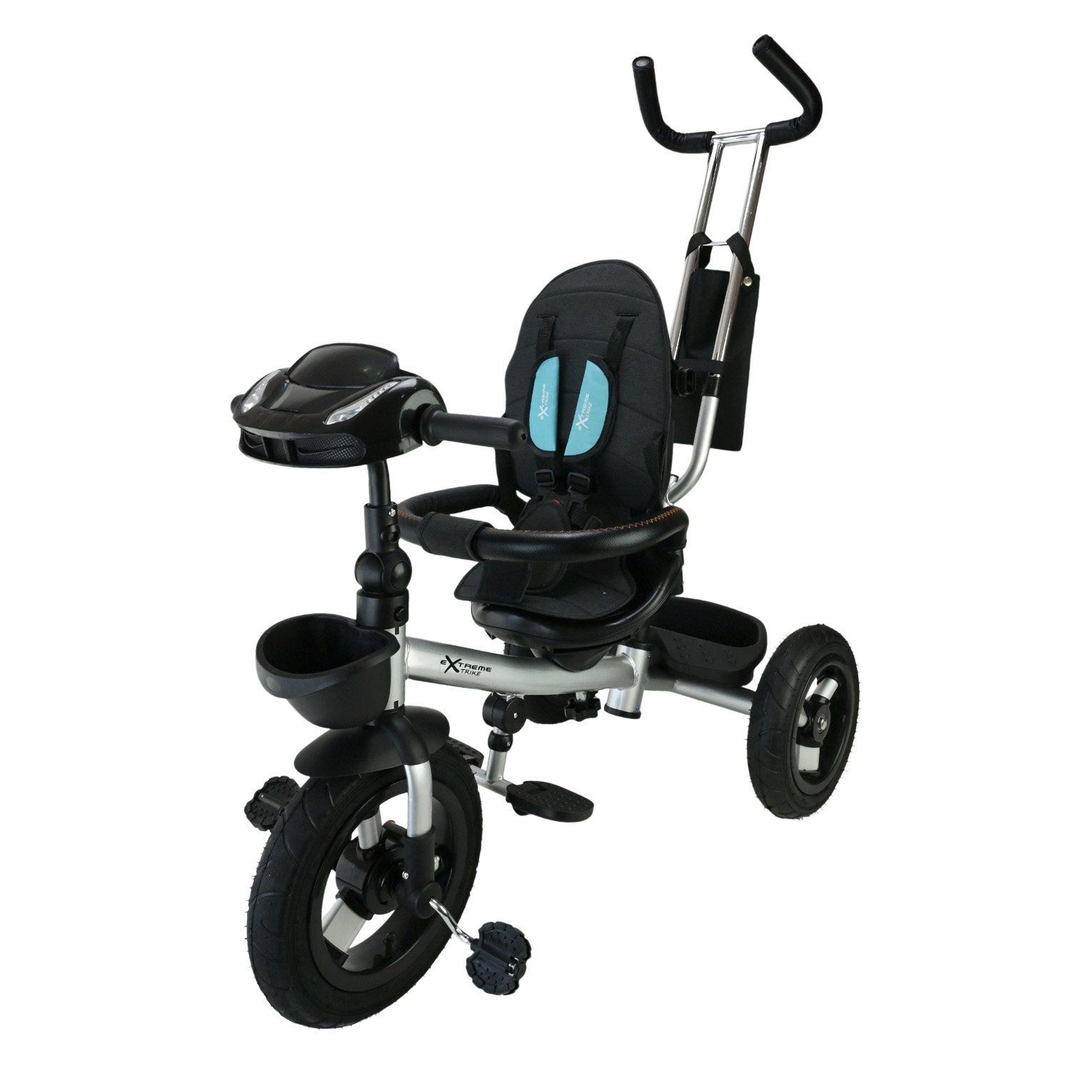 Велосипед 3-х колісний арт. TR2407 (1шт) блакитний гумові колеса 12'' і 10'' з гальмом, пультом