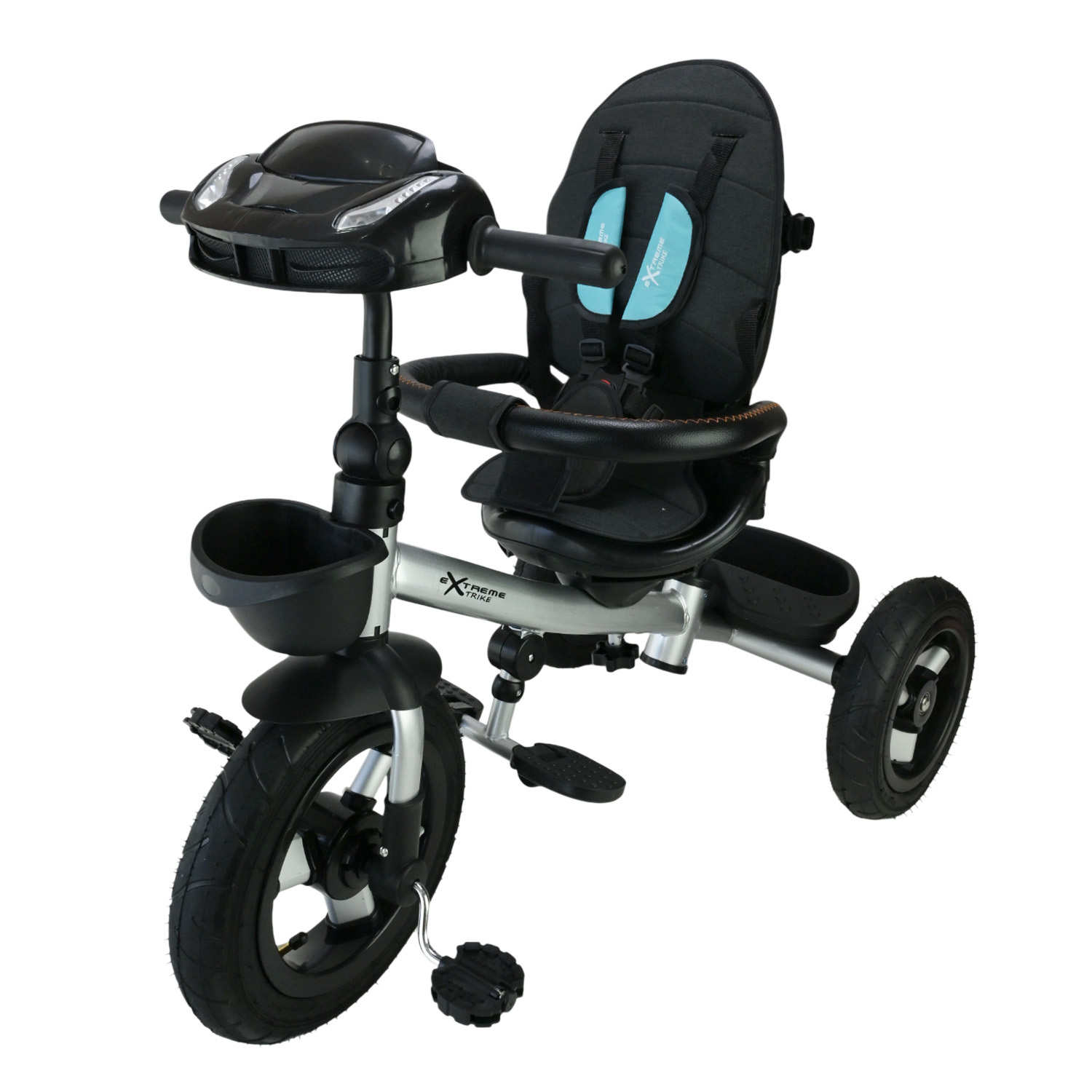 Велосипед 3-х колісний арт. TR2407 (1шт) блакитний гумові колеса 12'' і 10'' з гальмом, пультом