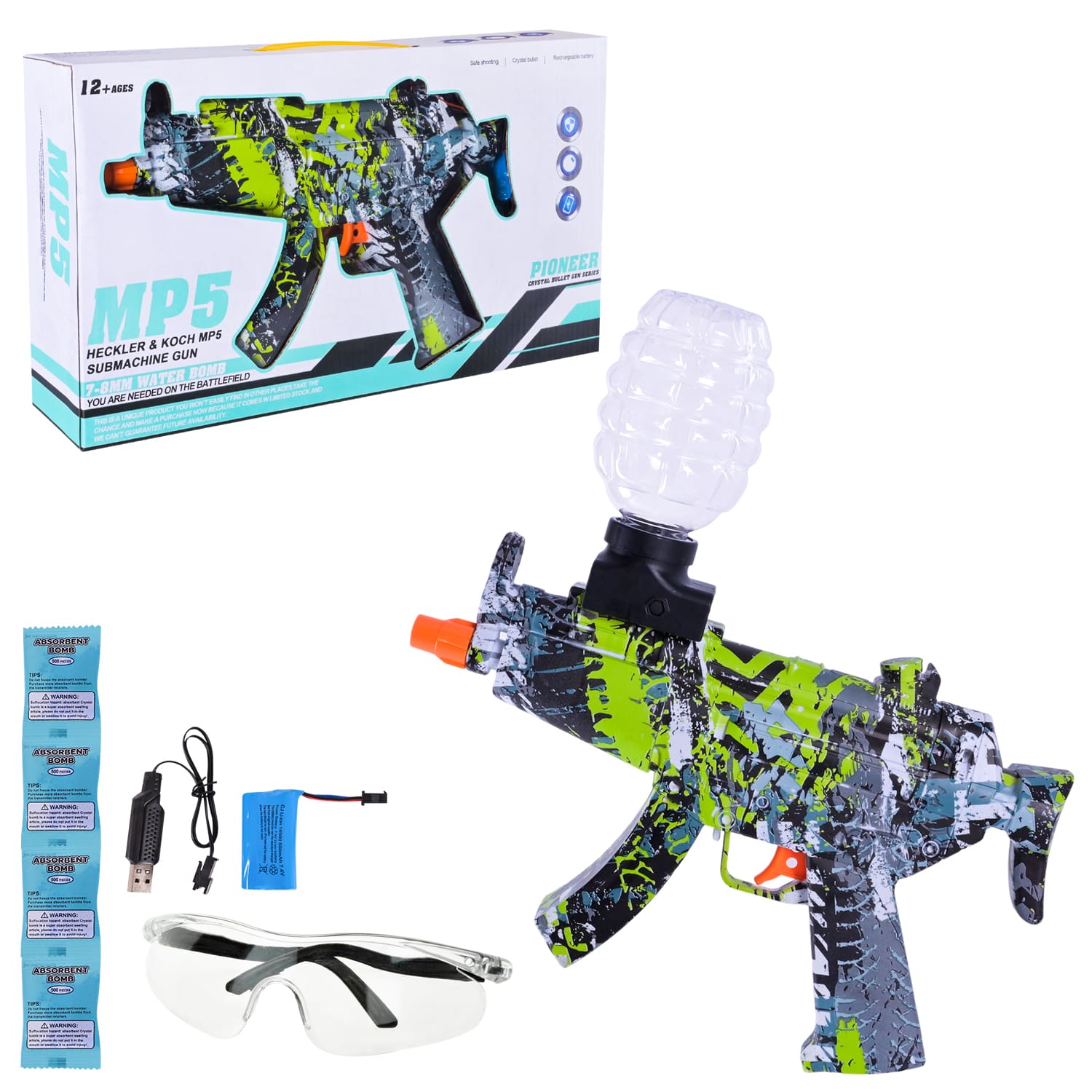 Автомат арт. M01D (18шт/2) батар. 4кольора, акум.,стріляє гел.кулями,аксесуари, короб. 36,5*7,2*20,2см