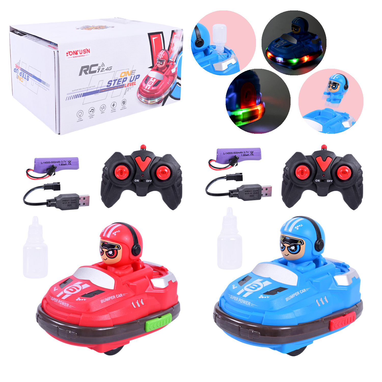 Іграшковий набір р/к арт 6670 (24шт/2) акум, 2 машини з фігурками, 2 кольори,при зіткненні вилітають фігурки, світло, короб. 26*17,8*14см