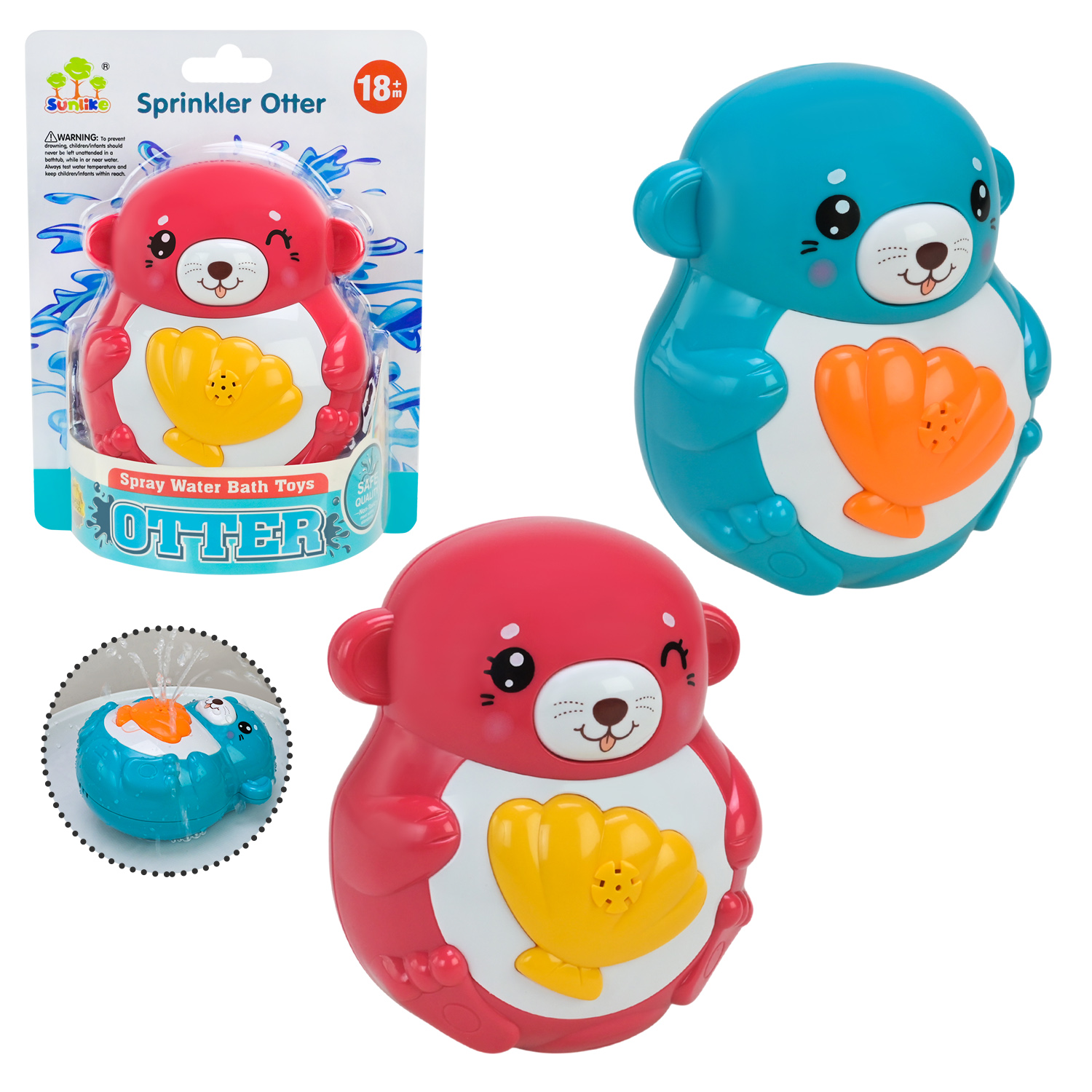 Водоплавні іграшки арт. SL87040 (48шт/2) видра з водним розбризкувачем, 2 кольори мікс, планшет/слюда  18*14*7,5 см