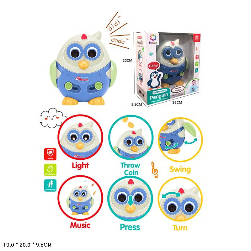 Тварина муз. пінгвін арт. 25875E (72шт) батар.,короб. 19*20*9,5см