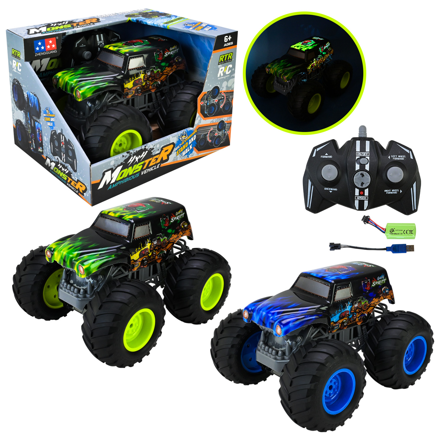 Перевертиш р/к арт. UD2803A (9шт) акум амфібія, usb-заряд, 2 кольори, світло короб. 27,5*22,5*19,5см