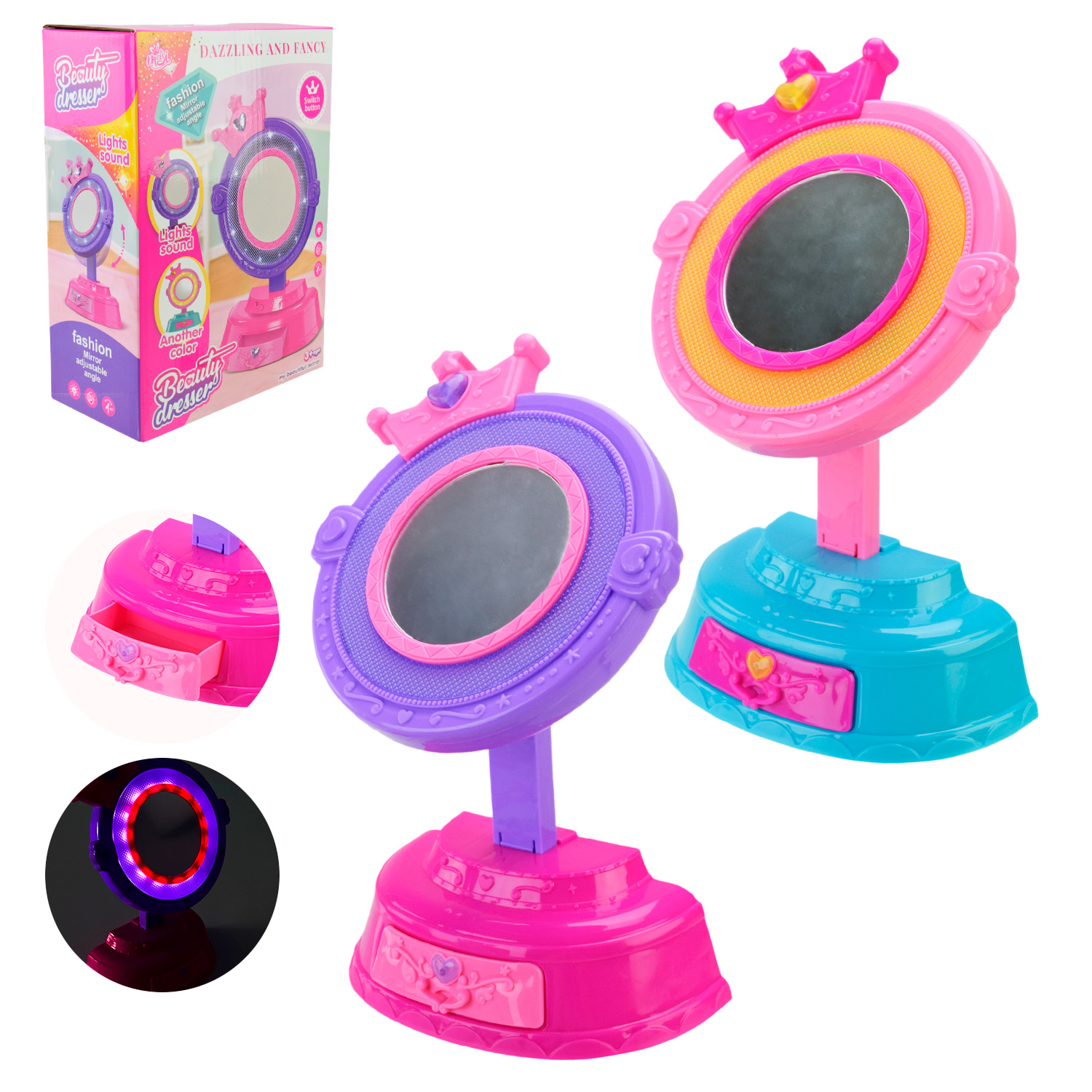 Набір стиліста арт. MS-8811 (84шт/2) батар. Трюмо, мікс 2 кольори, світло, звук, рухливі елементи короб. 17*9*23см
