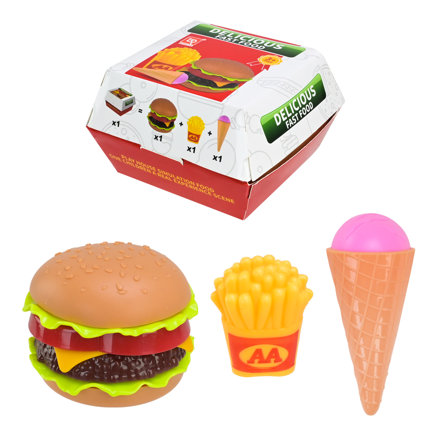 Продукти набір арт. 185-91 (320шт/2)   гамбургер, розбірний короб. 10*10*6,5см