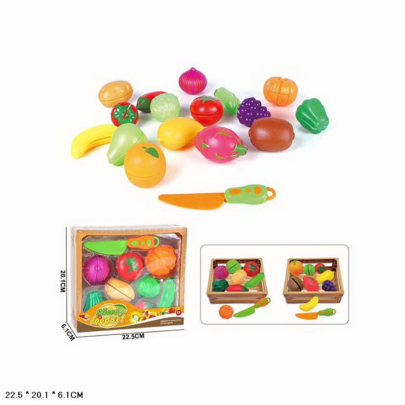 Продукти набір арт. CF-8006 (48шт/2)   овочі та фрукти у ящику короб. 20*6*22см