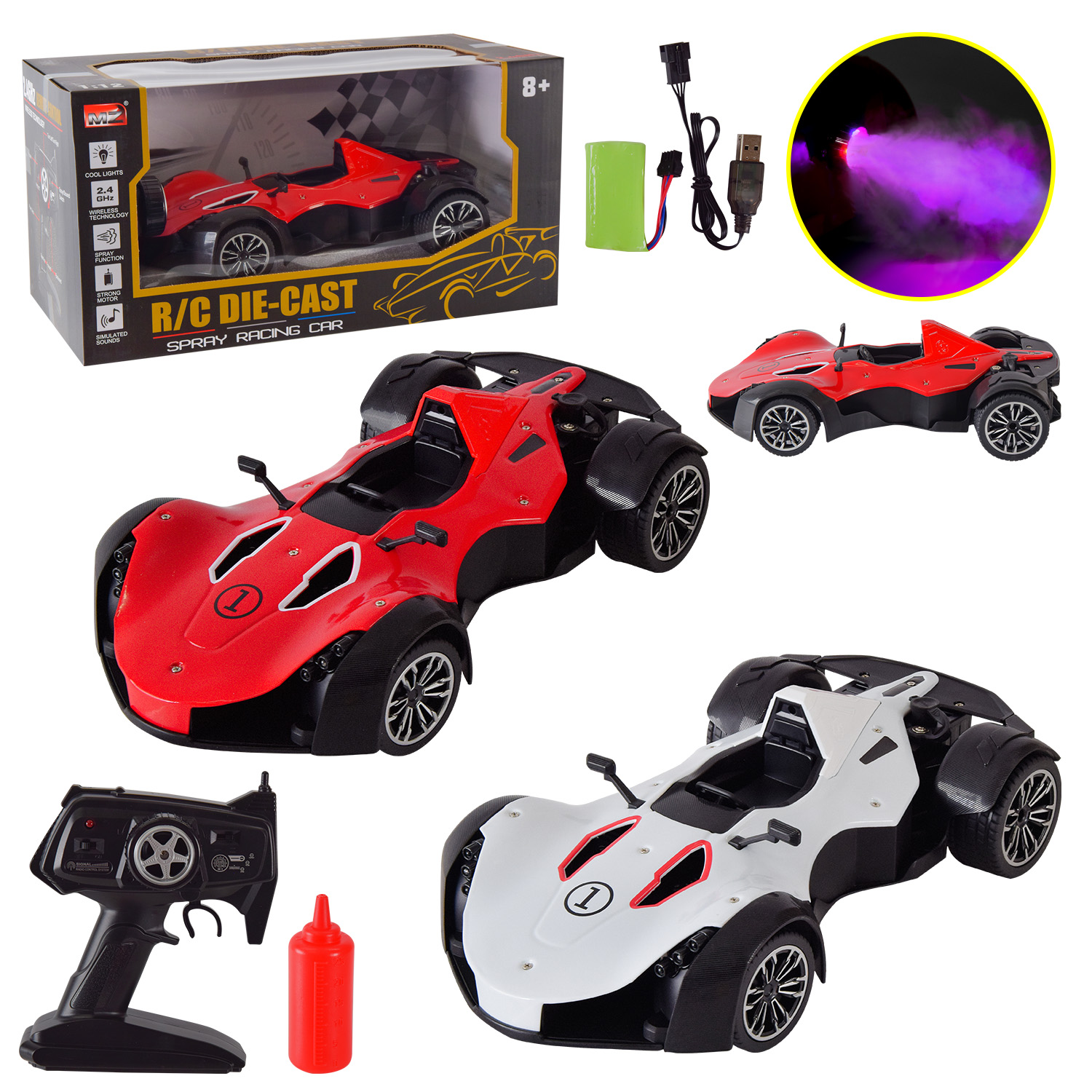 Машина акум. р/к MZ арт. YY2034 (12шт) Гоночна,2 кольори, світло, пар, короб. 41*21,5*21,5 см