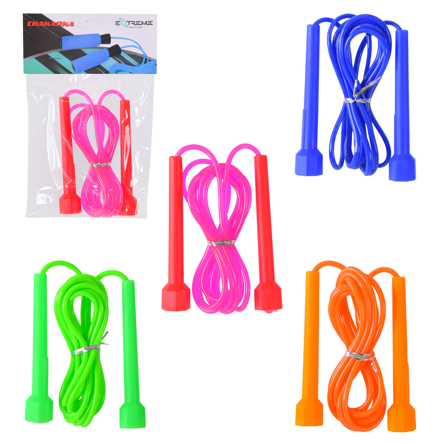 Скакалка арт. R41433 (200шт) 2,5 м., 5 кольорів, у пакеті
