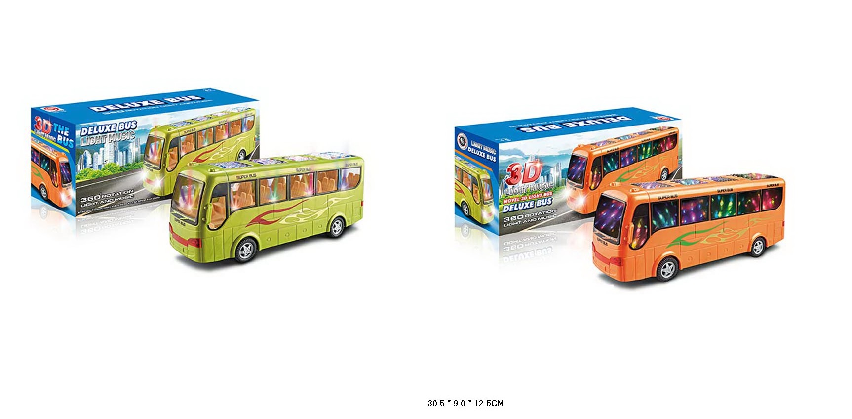 Автобус муз. арт. 159/3D-159 (60шт) 2 кольори мікс, звук,світло,короб. 30,5*9*12,5см.